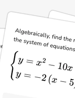 Solve systems of parabolas algebraically worksheet preview