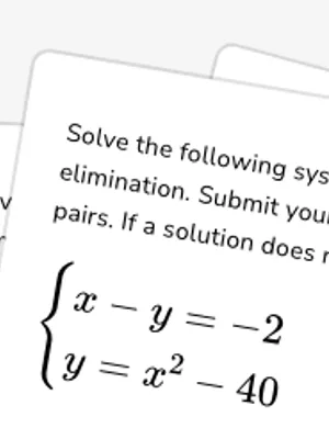Systems of nonlinear equations in two variables worksheet preview