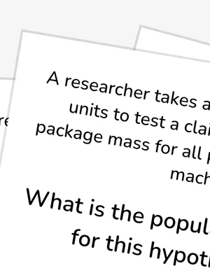 Identify parameters for one-sample mean tests worksheet preview