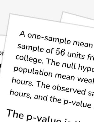 Interpret p-values for one-sample mean tests worksheet preview