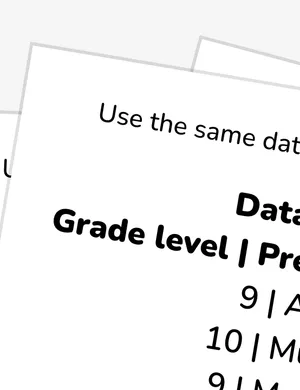 Select a data representation from variable type and number worksheet preview