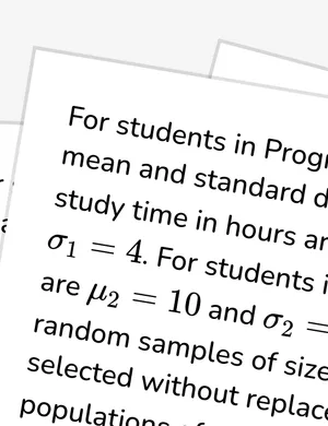 Analyze inference for two population means worksheet preview