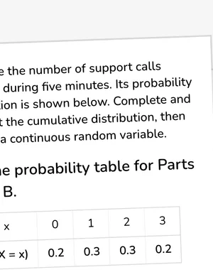 Interpret cumulative and continuous random variables worksheet preview