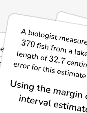 Estimate a population value with a given margin of error worksheet preview
