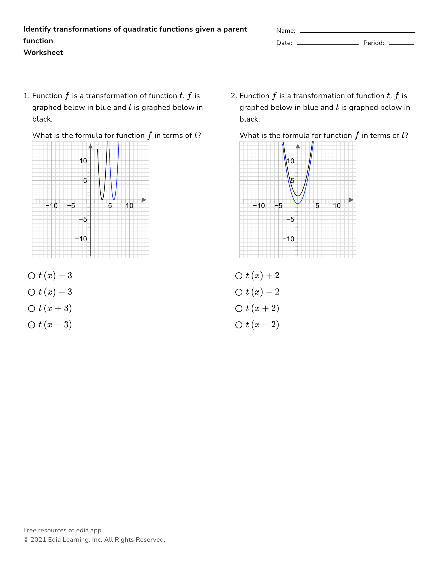 Edia  Free math homework in minutes With Regard To Transformations Of Functions Worksheet